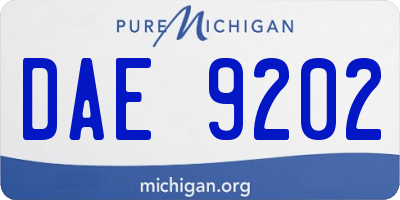 MI license plate DAE9202