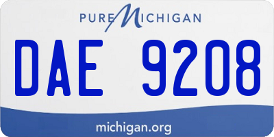 MI license plate DAE9208