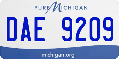 MI license plate DAE9209