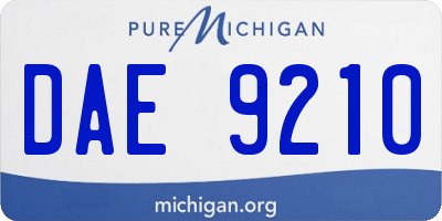 MI license plate DAE9210