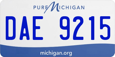 MI license plate DAE9215