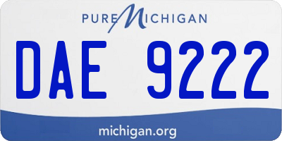 MI license plate DAE9222