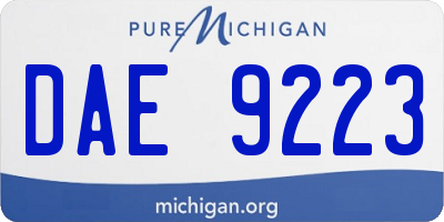 MI license plate DAE9223