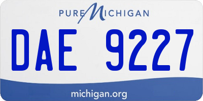 MI license plate DAE9227