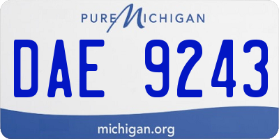 MI license plate DAE9243