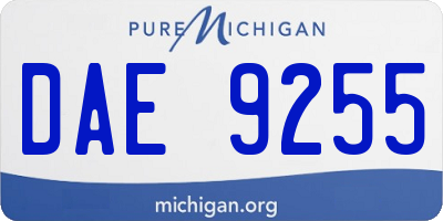 MI license plate DAE9255