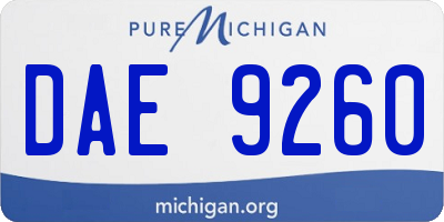 MI license plate DAE9260