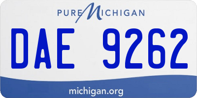 MI license plate DAE9262