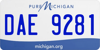 MI license plate DAE9281