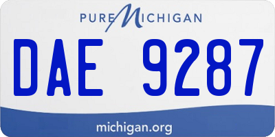 MI license plate DAE9287