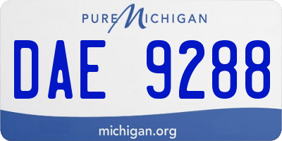 MI license plate DAE9288