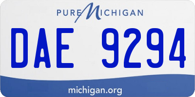 MI license plate DAE9294