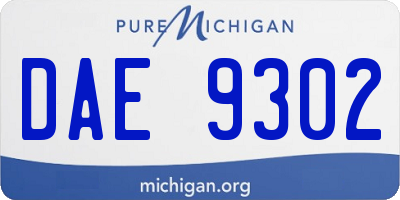 MI license plate DAE9302