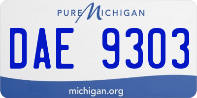 MI license plate DAE9303