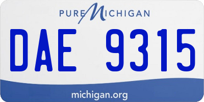 MI license plate DAE9315