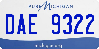 MI license plate DAE9322