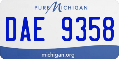 MI license plate DAE9358