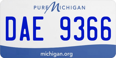 MI license plate DAE9366