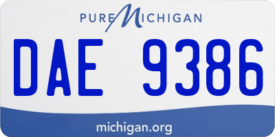 MI license plate DAE9386