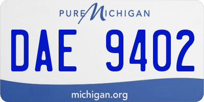 MI license plate DAE9402
