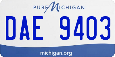 MI license plate DAE9403