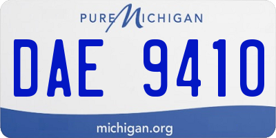 MI license plate DAE9410