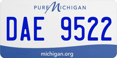 MI license plate DAE9522