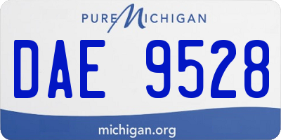 MI license plate DAE9528