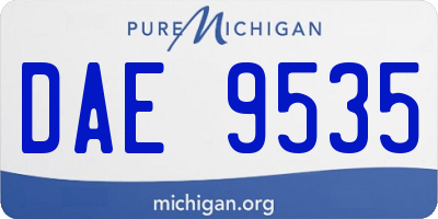 MI license plate DAE9535