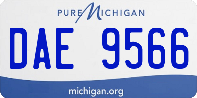 MI license plate DAE9566