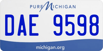 MI license plate DAE9598