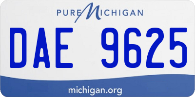 MI license plate DAE9625