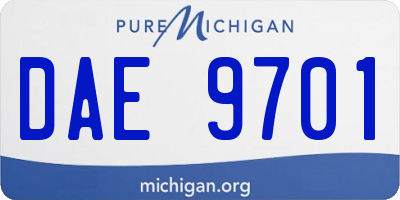 MI license plate DAE9701