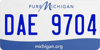MI license plate DAE9704