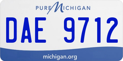MI license plate DAE9712