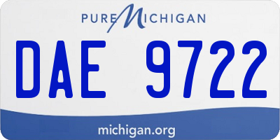 MI license plate DAE9722