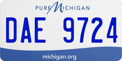MI license plate DAE9724