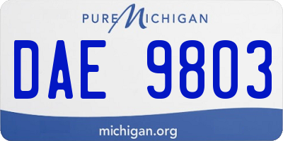 MI license plate DAE9803