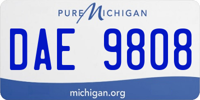 MI license plate DAE9808