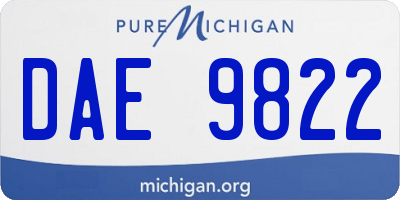 MI license plate DAE9822