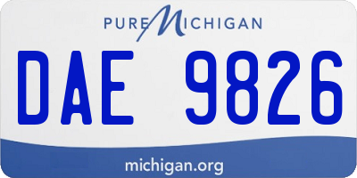 MI license plate DAE9826