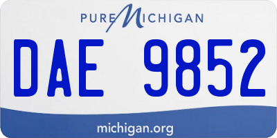 MI license plate DAE9852