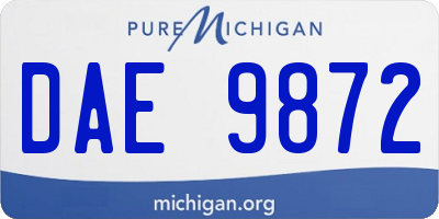 MI license plate DAE9872