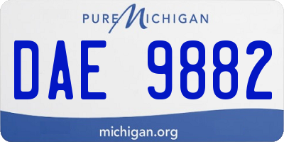MI license plate DAE9882