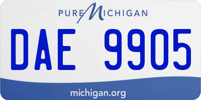 MI license plate DAE9905