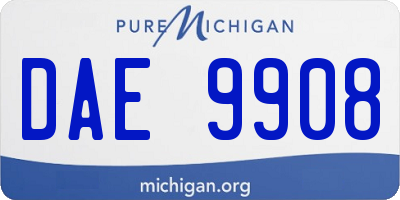 MI license plate DAE9908
