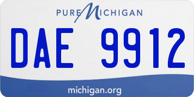 MI license plate DAE9912