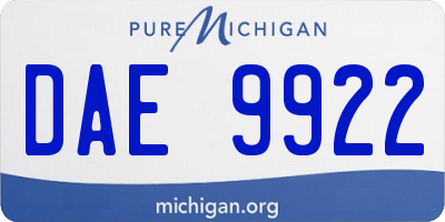 MI license plate DAE9922