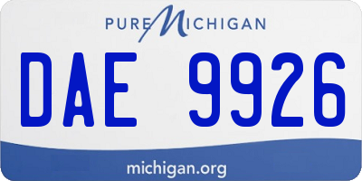 MI license plate DAE9926