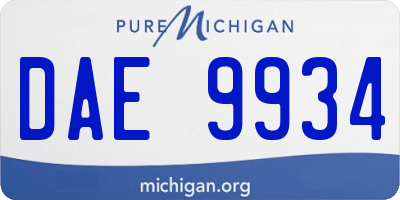 MI license plate DAE9934